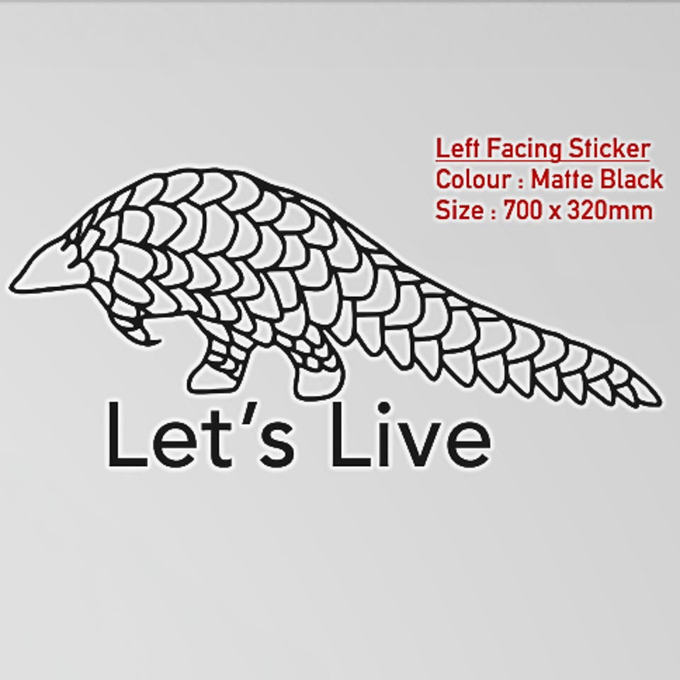 Large Let's Live Pangolin Decal design and dimensions - Left Passenger Side