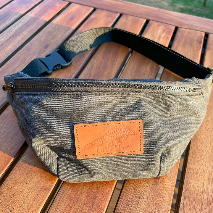 Charcoal Grey and Brown leather Pangolin Moon Bag