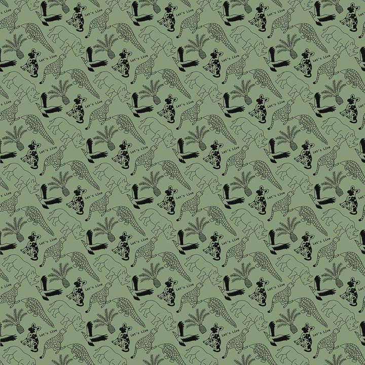 Pangolin Cheetah Rhino Vulture Dog Let's live repeating Pattern