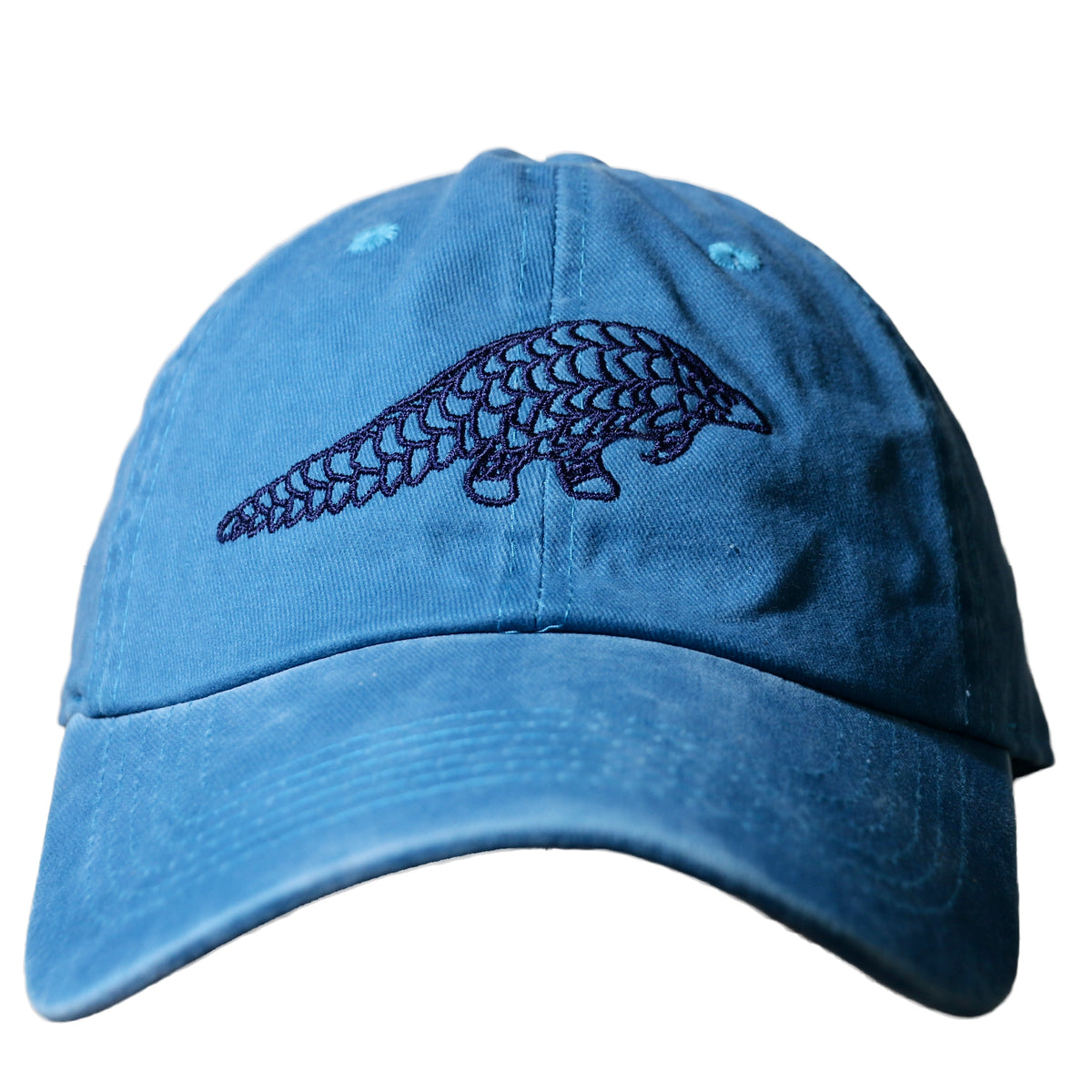 Blue Lets Live Pangolin cap with navy embroidery