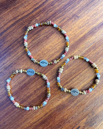 Small, Medium and Large Sizes of the APWG Beaded Bracelets