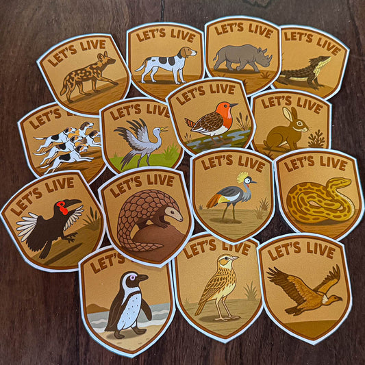 Collection of wildlife-themed badges with 'Let's Live' text - Stickers