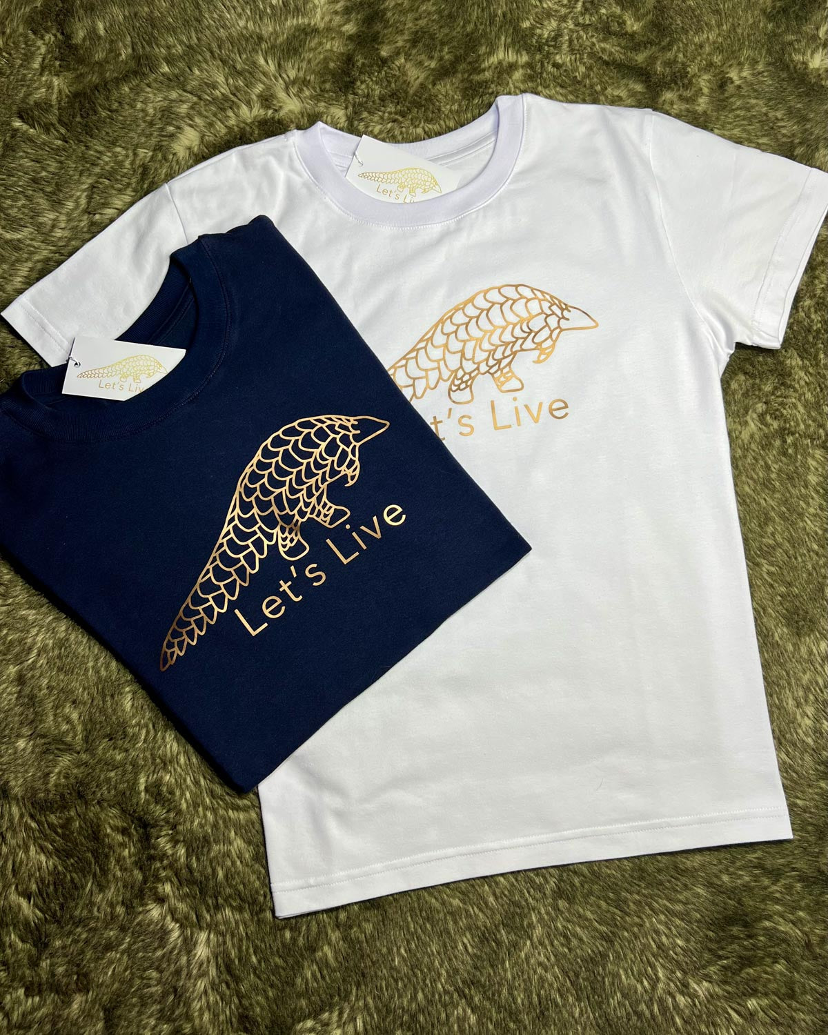 Let's Live Shirt with Bronze Pangolin print
