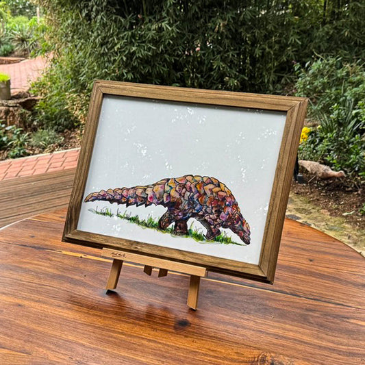 Pangolin Art in watercolor in a isle outdoors